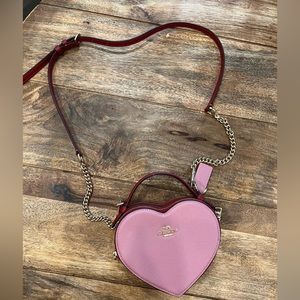 Coach heart crossbody bag pink and red